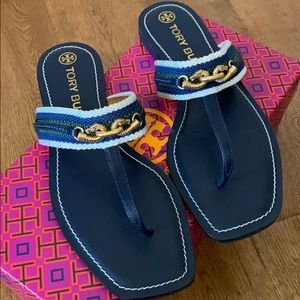 New Jessa Tory Burch thong sandals navy flip flops